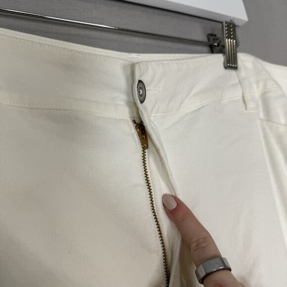 NYDJ Trouser Pants Womens 16W White In Stretch Linen Straight Leg Minimalist - Picture 4 of 16